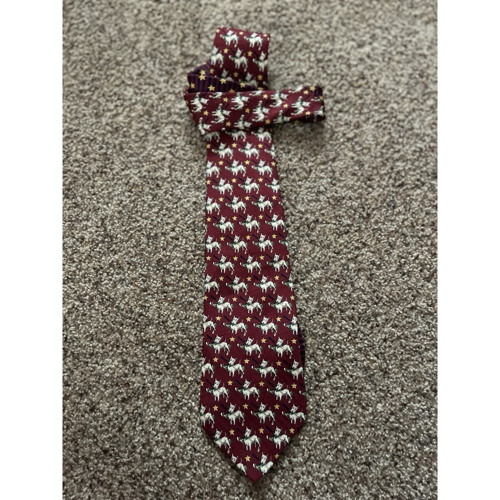 Vintage TOMMY HILFIGER Mens Necktie Scottie Golfing Dog Silk MADE IN USA